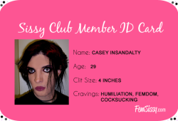 Casey the Cock Slut is a Sissy Club Member!