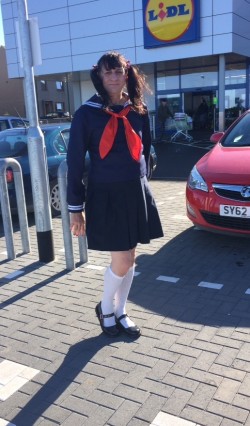 Sissy little schoolgirl Katie/kenneth having to go shopping dressed as a sissy little schoolgirl