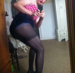 Feminine Sissy Flaunting Her Pantyhose Covered Booty