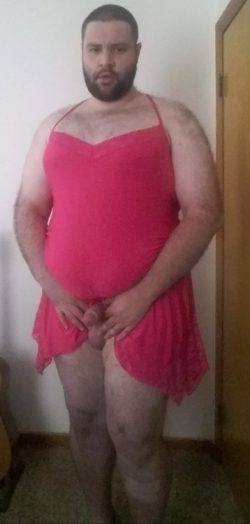 Sissy Peter wearing his pink sissy nightie and showing off his sissy dicklette