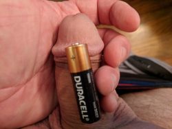 Battery dick challenge and not looking hung whatsoever