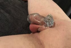 Hubbies tiny clit dick, locked away as it should be!