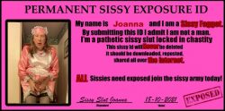 Permanent Exposure ID for Sissy Slut Joanna