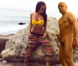 CFNM naked man clothed girl looking dick