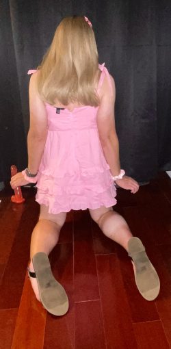 Sissy Marky in a cute dress and on my knees