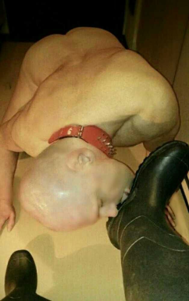 head shaved faggot licks boot soles Freakden 