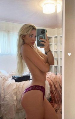 Hot blonde snaps topless selfie in peekaboo panties