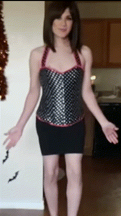 (Repin) A sexy sissy in corset and skirt blowing a kiss. I wonder where she is off to…