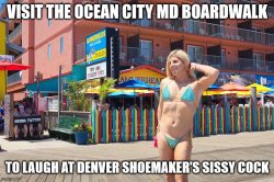 Denver Shoemaker clit cock posing on the Ocean City Boardwalk