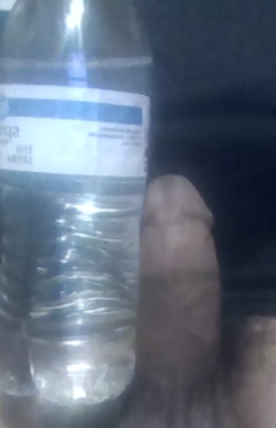 Small 4.7 inch cock compared to 8 inch water bottle.
