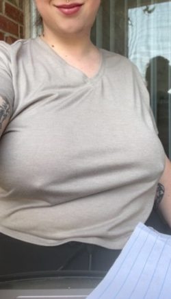 Big tit teasing with no bra on