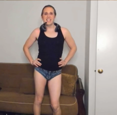 Denver Shoemaker reveals naughty stripper outfit to men online