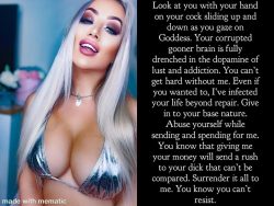 Goon for goddess while spending and stroking like a cash pig