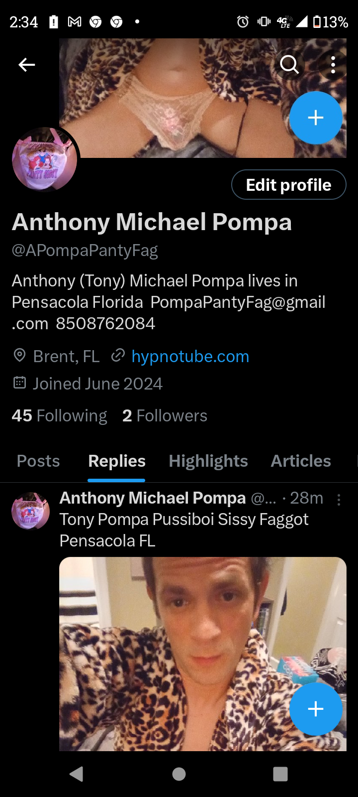 Exposed SISSY FAGGOT ANTHONY MICHAEL POMPA! Clit cage stays on my tiny useless clit in cute panties!