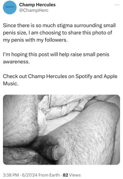 On 6/27/24, Singer Champ Hercules Took To Twitter/X To Raise Small Penis Awareness by Posting a  ...