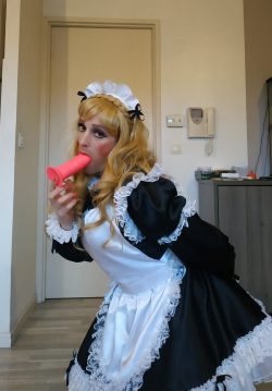 Sissy maid Marga sucking