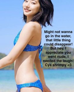 Asian hottie calls out a shrimp dick while skinny dipping