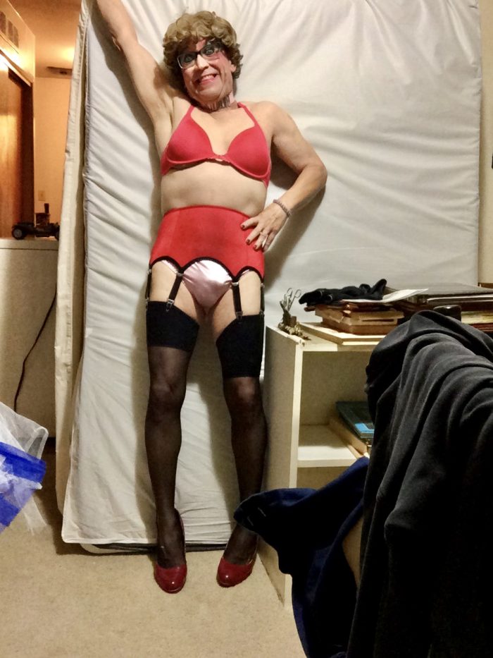 Sissydion, garter belt,hose,and bra