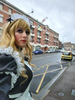 Sissy maid Marga exposed in the streets