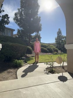 Pretty pink sundress and sandals in the sunlight