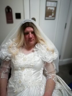 Sissy Bride Georgina reluctantly being photographed against my wishes, unaware at the time that  ...