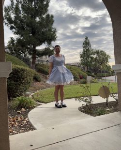 Posing in the daylight on the front walk!