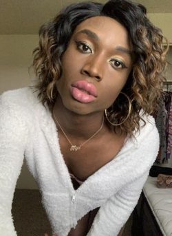 Black sissy dressed for big white dick