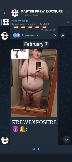 Faggot exposed on telegram @Rabbit199i